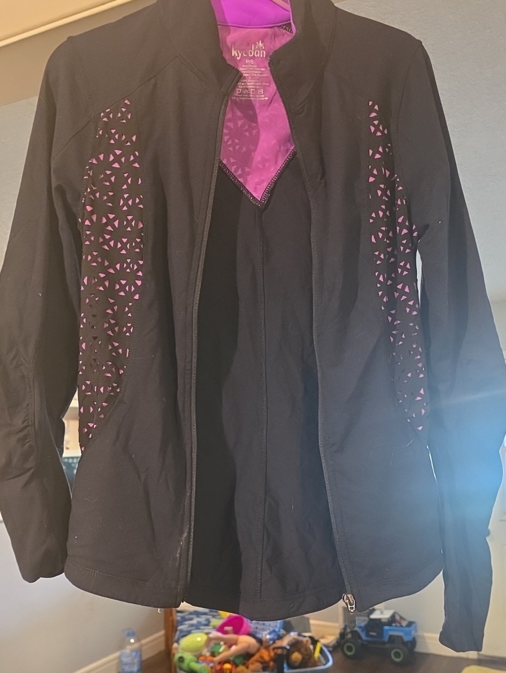 Kyodan Black Jacket with Pink Geometric Accents